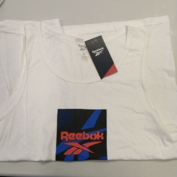 Reebok White Tank Top with Logo - Picture 1 of 2